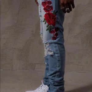 Young and Reckless Tapered Rose Denim Blue Jeans